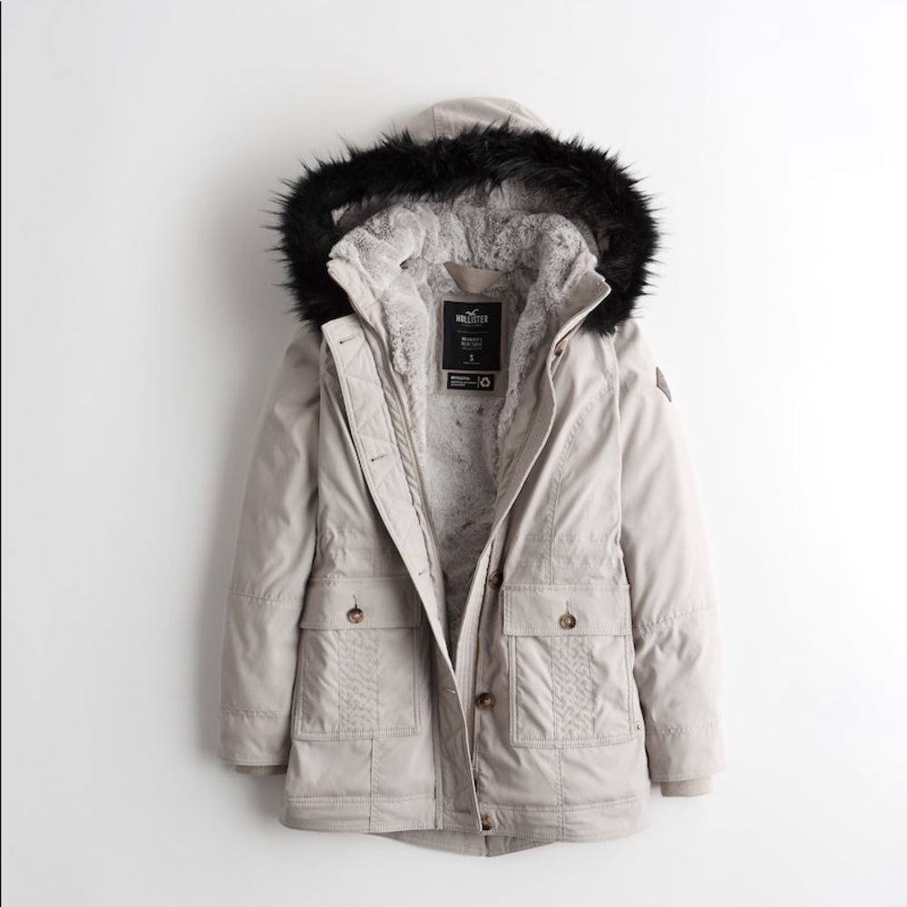 hollister faux fur coat